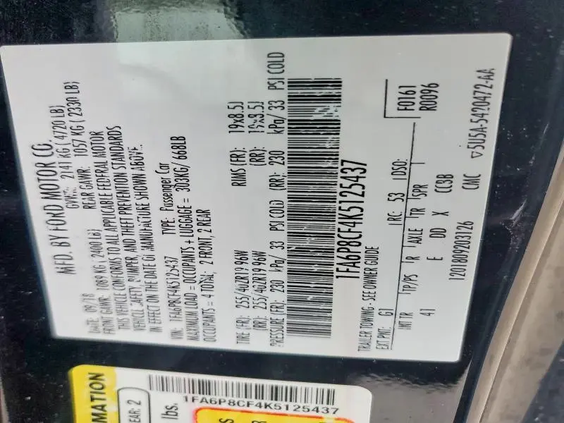 2019 FORD MUSTANG GT  