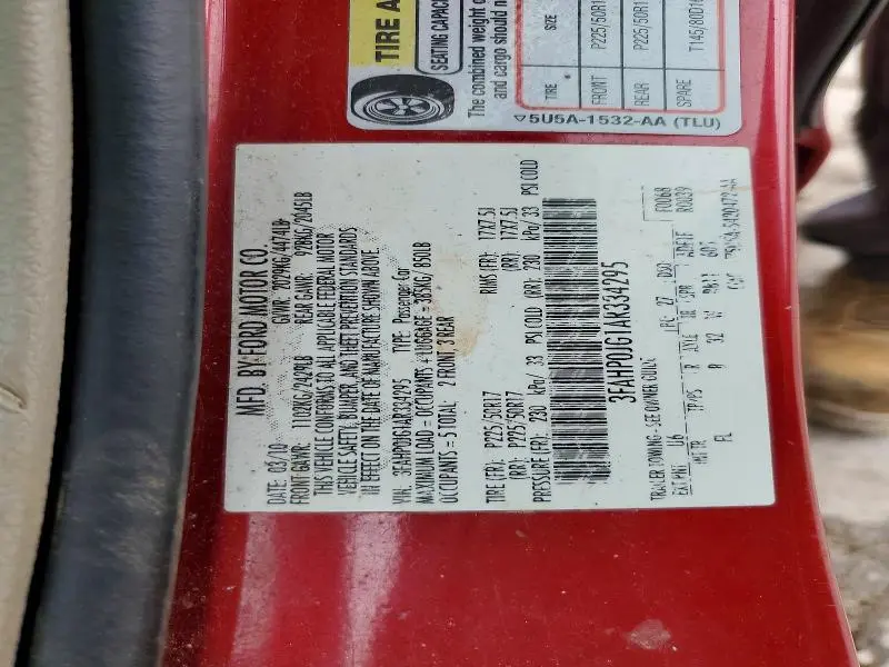 2010 FORD FUSION SEL  
