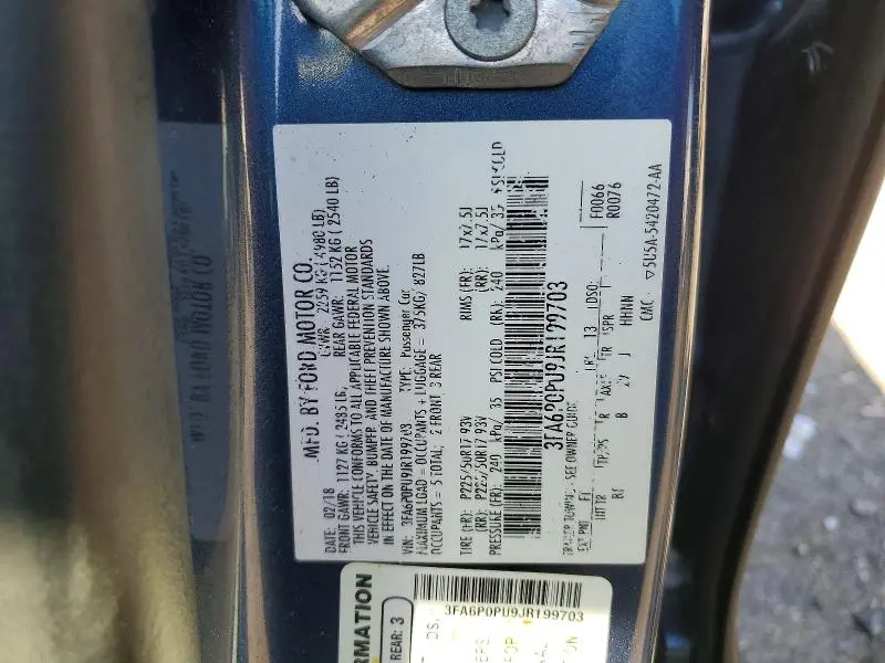 2018 FORD FUSION SE PHEV  