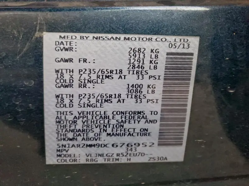 2013 NISSAN PATHFINDER S  