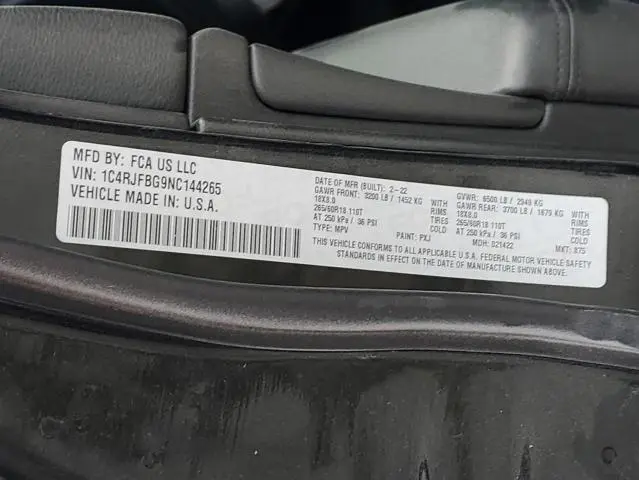 2022 JEEP GRAND CHEROKEE LIMITED  