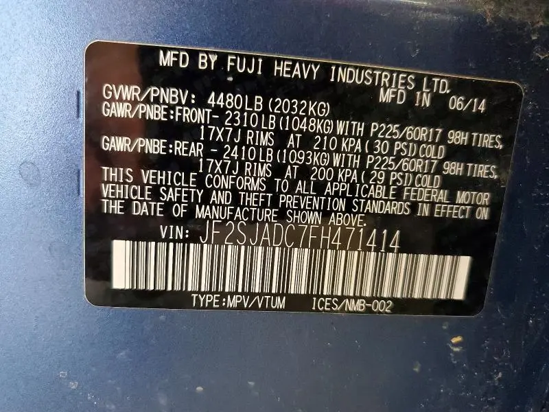 2015 SUBARU FORESTER 2.5I PREMIUM  