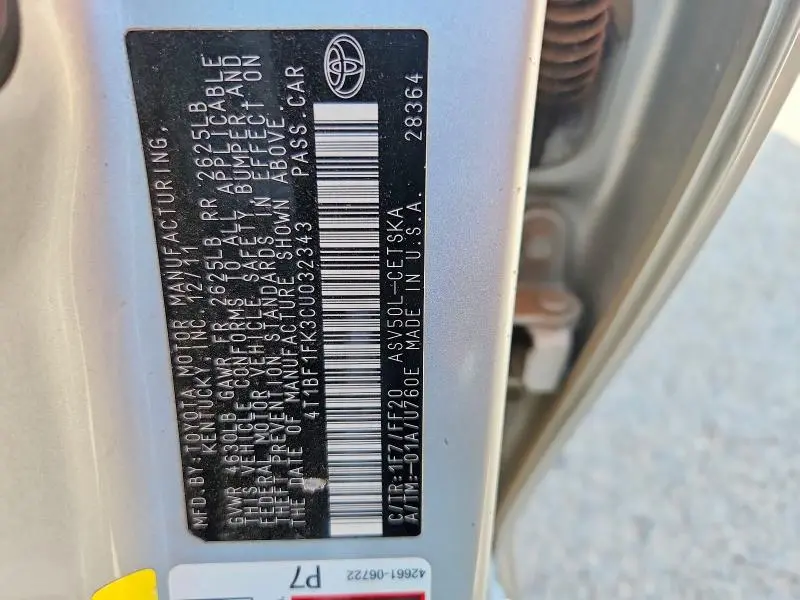 2012 TOYOTA CAMRY SE  