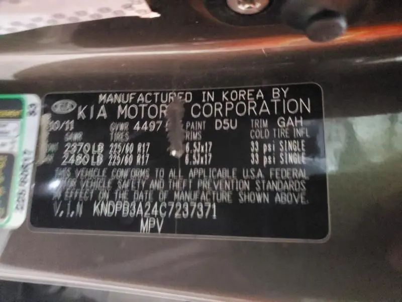 2012 KIA SPORTAGE LX  