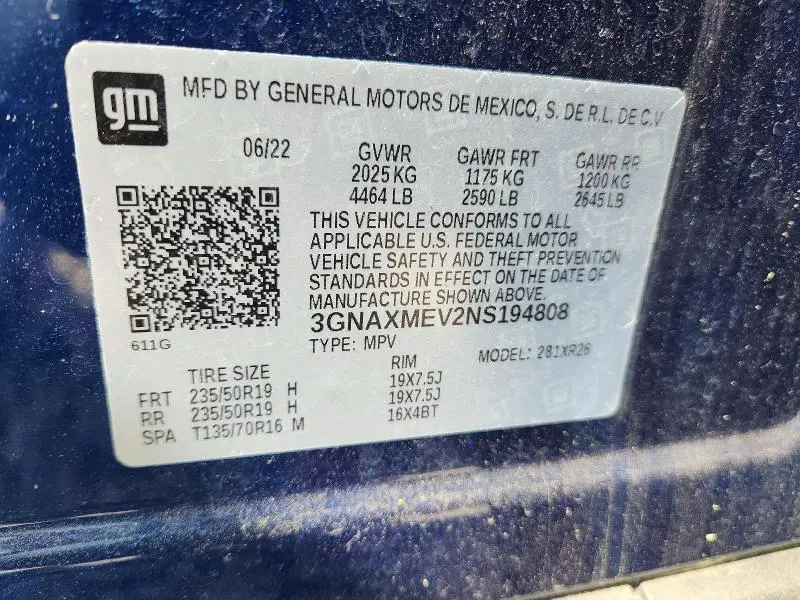 2022 CHEVROLET EQUINOX RS  