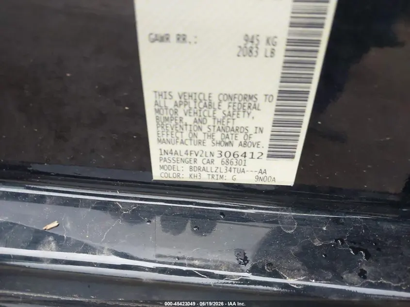 2020 NISSAN ALTIMA PLATINUM VC-TURBO FWD
