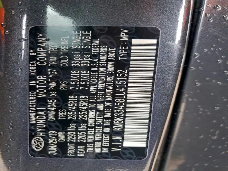 2020 HYUNDAI KONA LIMITED  