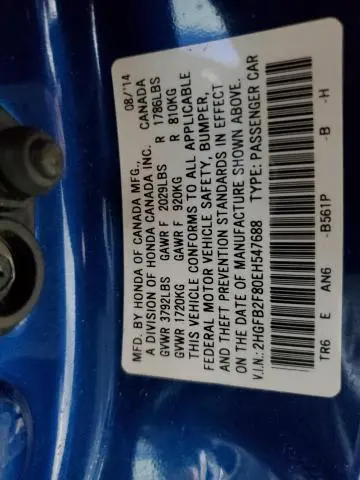 2014 HONDA CIVIC EX  