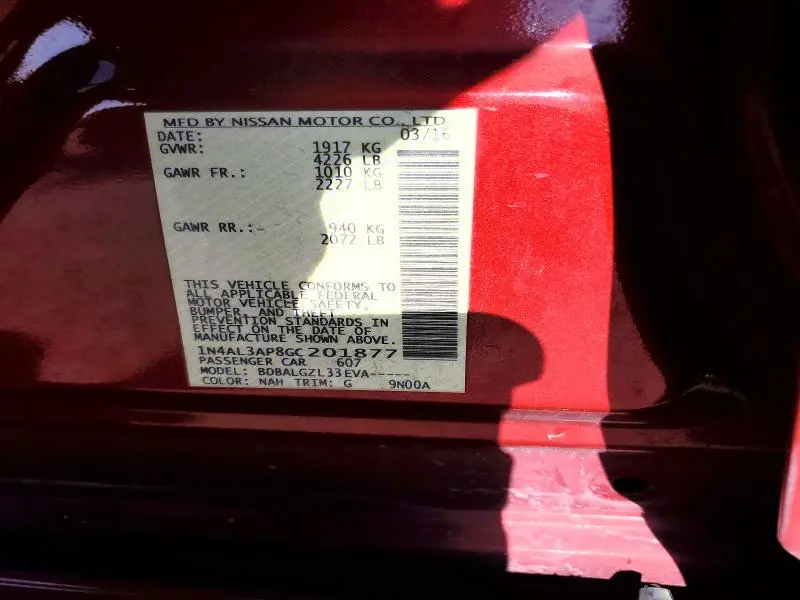 2016 NISSAN ALTIMA 2.5 S  