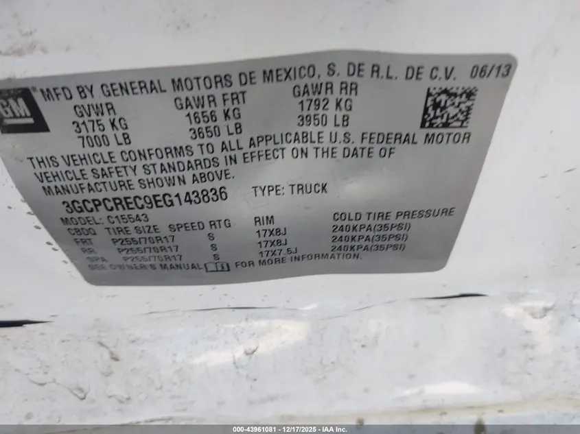 2014 CHEVROLET SILVERADO 1500 1LT