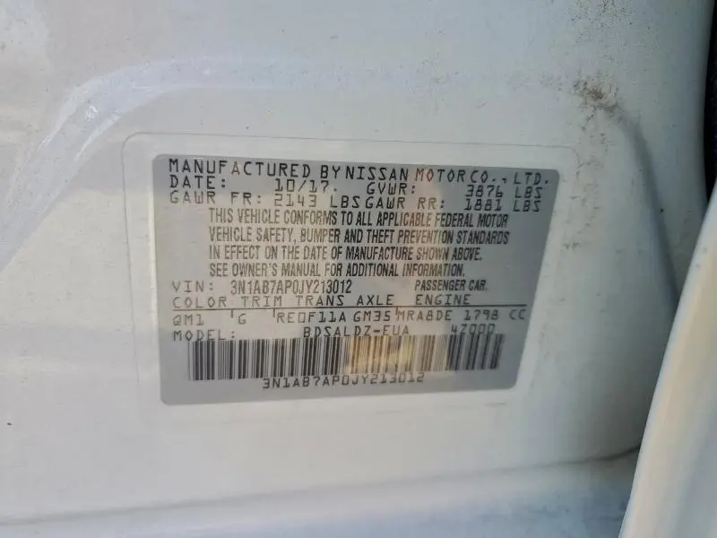 2018 NISSAN SENTRA S  