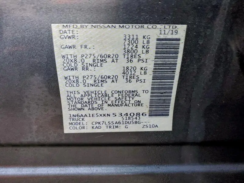 2019 NISSAN TITAN SV  