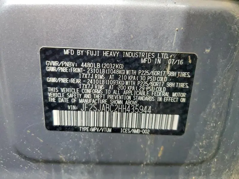 2017 SUBARU FORESTER 2.5I  