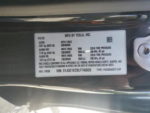 2020 TESLA MODEL 3   