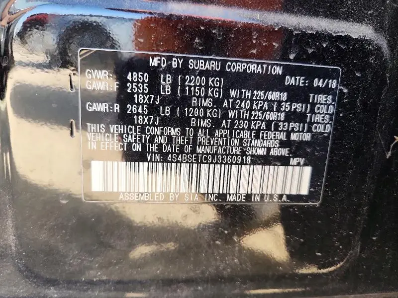 2018 SUBARU OUTBACK TOURING  