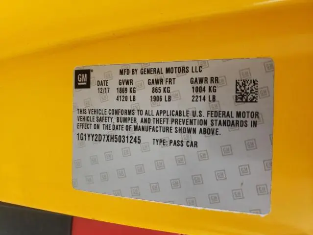 2019 CHEVROLET CORVETTE G  