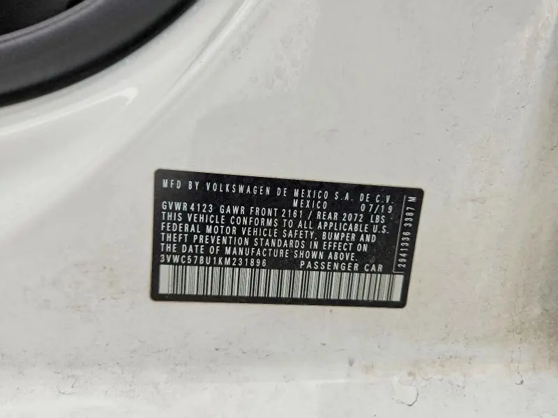 2019 VOLKSWAGEN JETTA S  