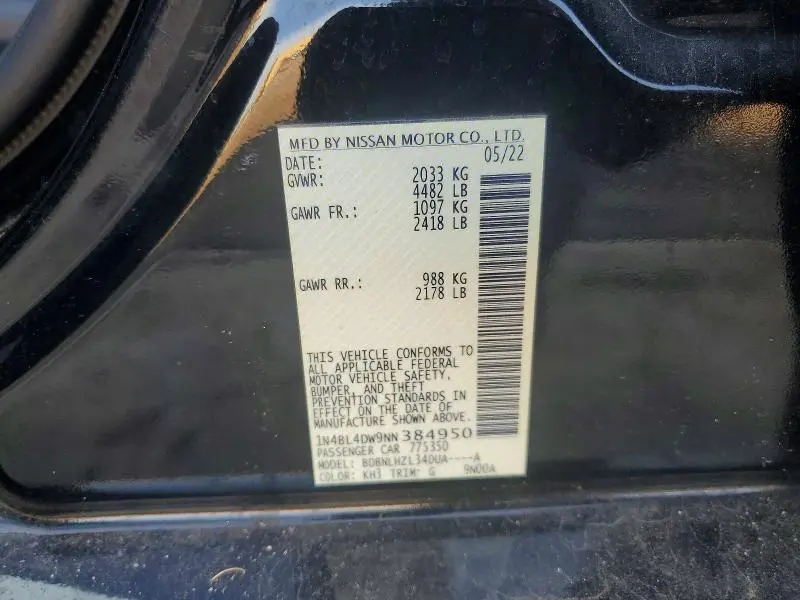 2022 NISSAN ALTIMA SV  