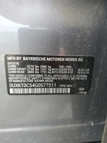 2016 BMW X5 XDR40E  