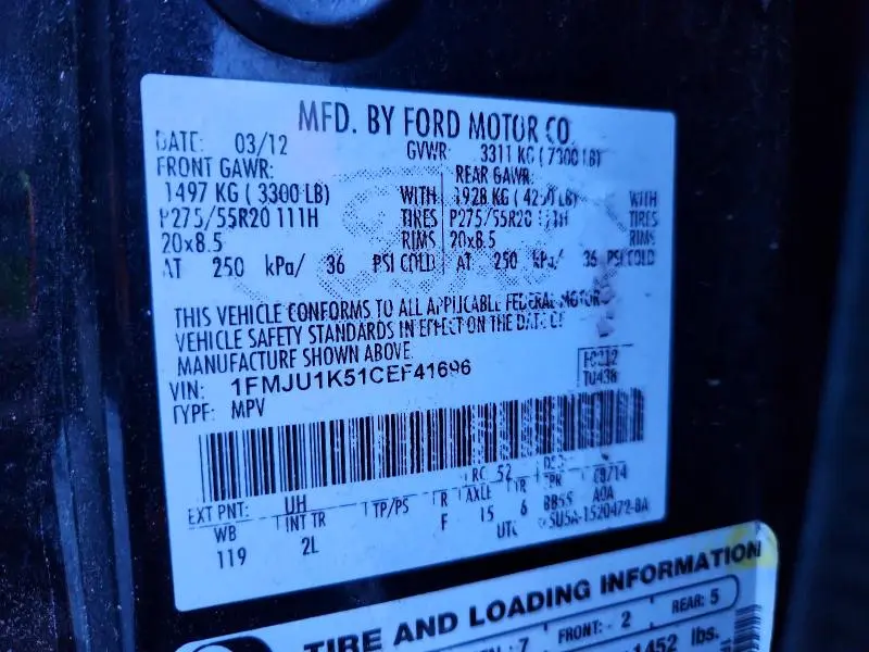 2012 FORD EXPEDITION LIMITED  