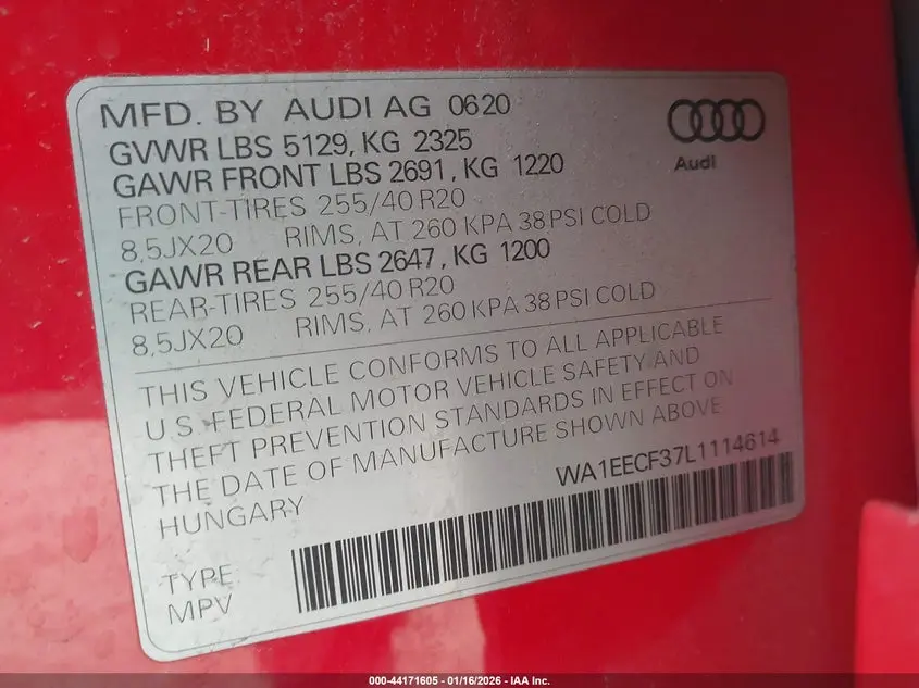 2020 AUDI Q3 PREMIUM PLUS 45 TFSI S LINE QUATTRO TIPTRONIC