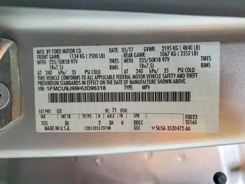 2017 FORD ESCAPE TITANIUM  