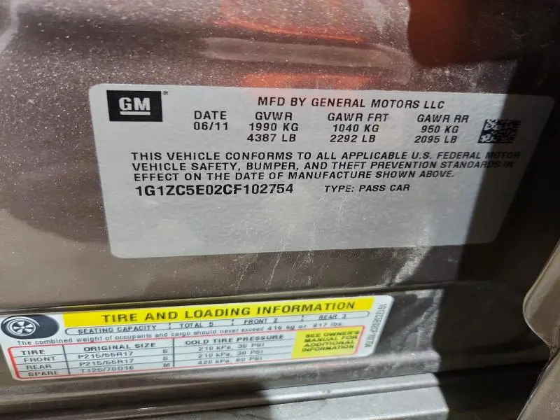 2012 CHEVROLET MALIBU 1LT  