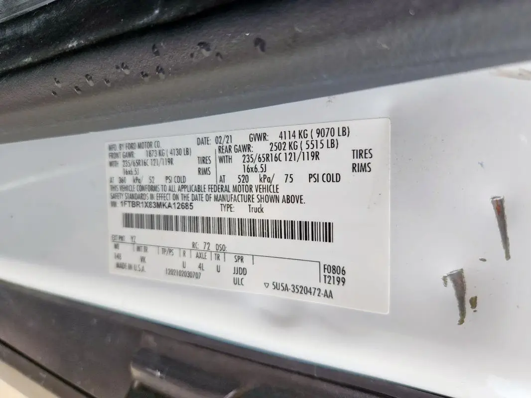 2021 FORD TRANSIT T-250  