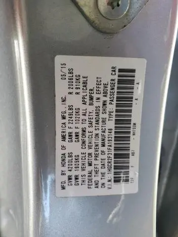 2015 HONDA ACCORD LX