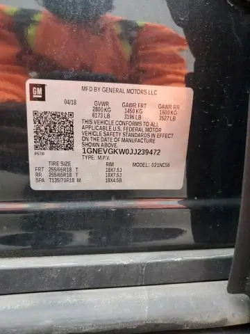 2018 CHEVROLET TRAVERSE LT  