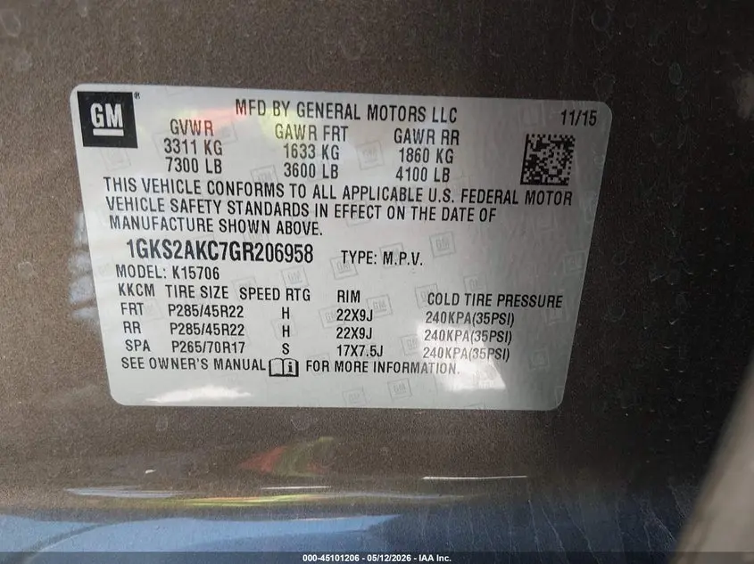 2016 GMC YUKON SLE