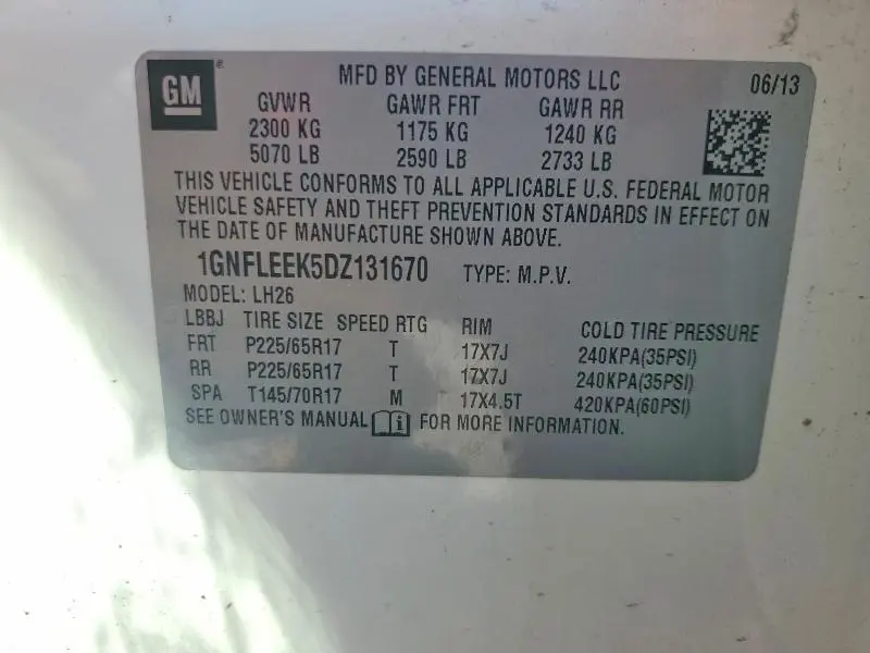 2013 CHEVROLET EQUINOX LT  