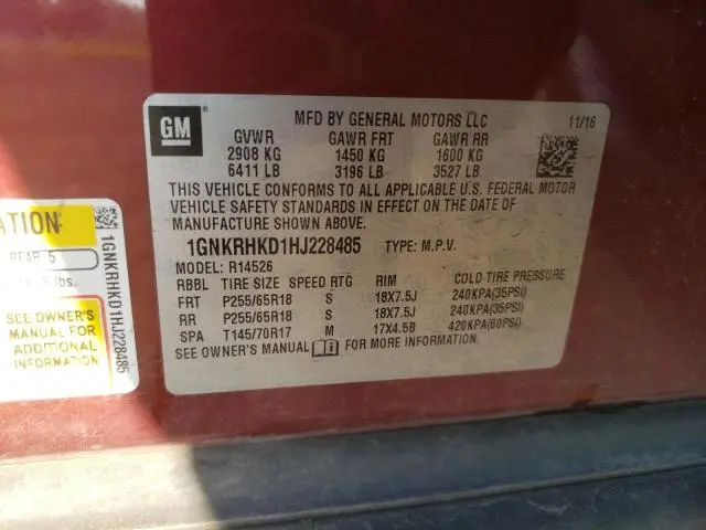 2017 CHEVROLET TRAVERSE LT  