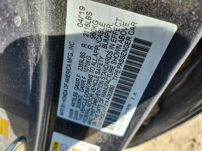 2019 HONDA ACCORD SPORT  