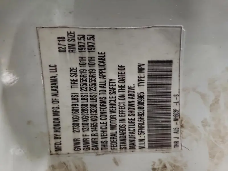 2018 HONDA ODYSSEY ELITE  