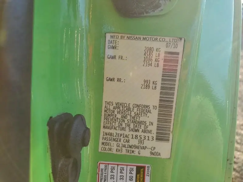 2010 NISSAN ALTIMA SR  