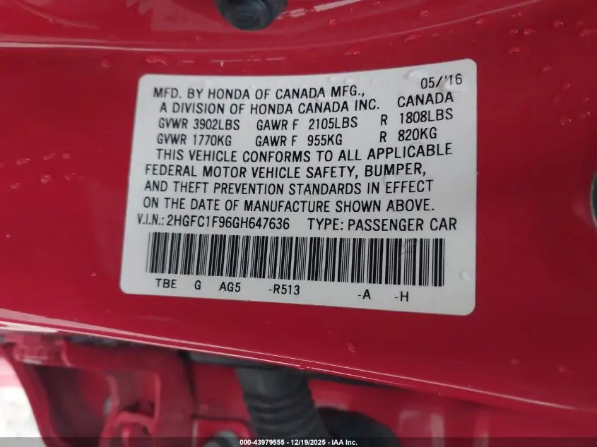 2016 HONDA CIVIC TOURING