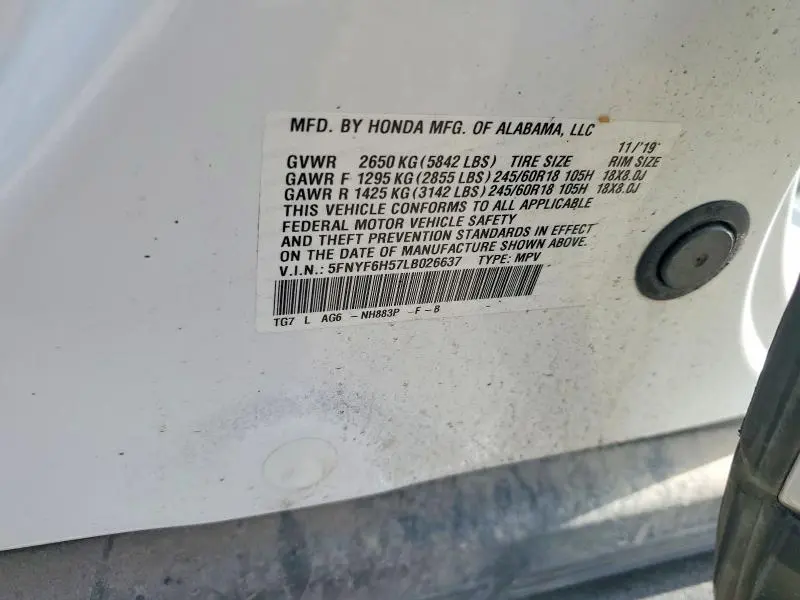 2020 HONDA PILOT EXL  