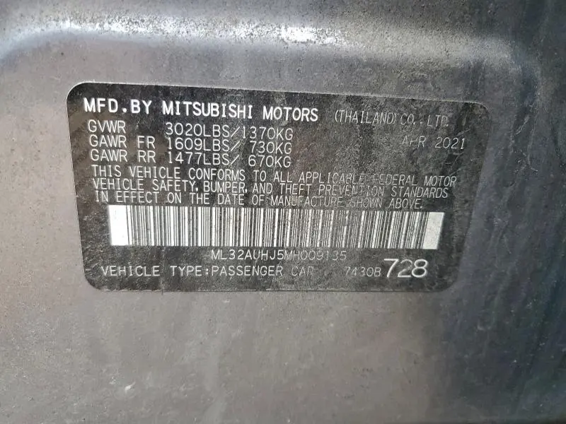 2021 MITSUBISHI MIRAGE ES  