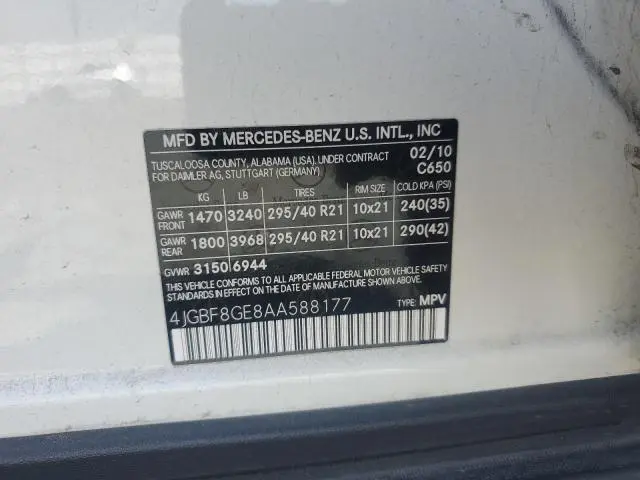 2010 MERCEDES-BENZ GL 550 4MATIC  