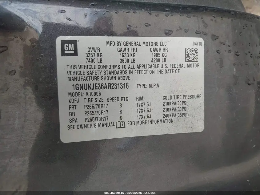 2010 CHEVROLET SUBURBAN 1500 LT1