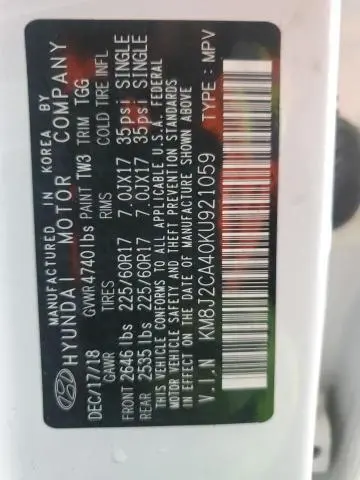 2019 HYUNDAI TUCSON SE  