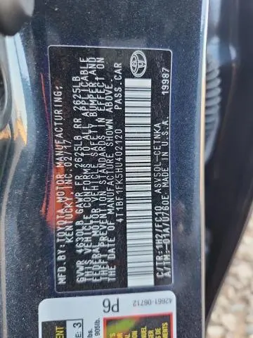 2017 TOYOTA CAMRY LE  