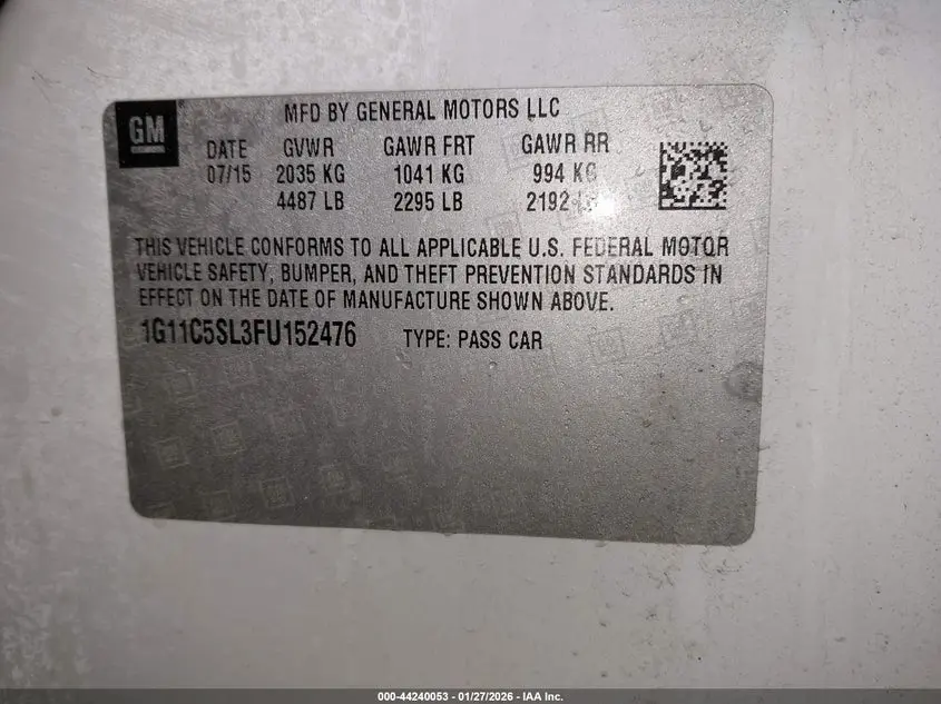 2015 CHEVROLET MALIBU 1LT