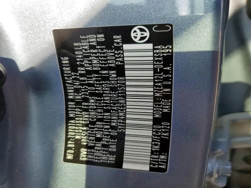 2022 TOYOTA COROLLA SE  
