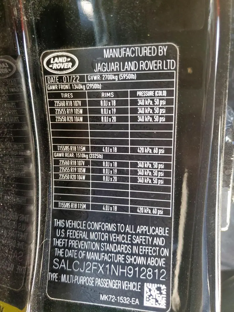 2022 LAND ROVER DISCOVERY SPORT S  