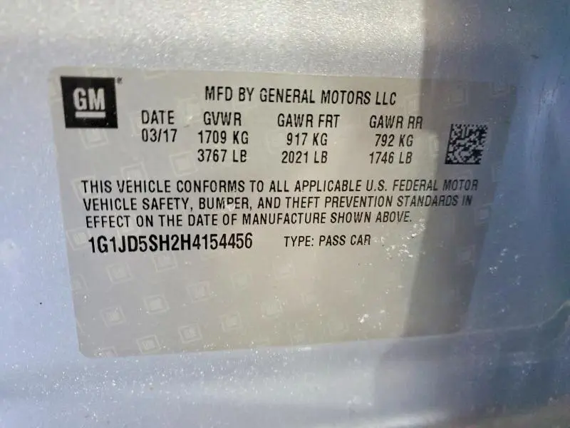 2017 CHEVROLET SONIC LT  