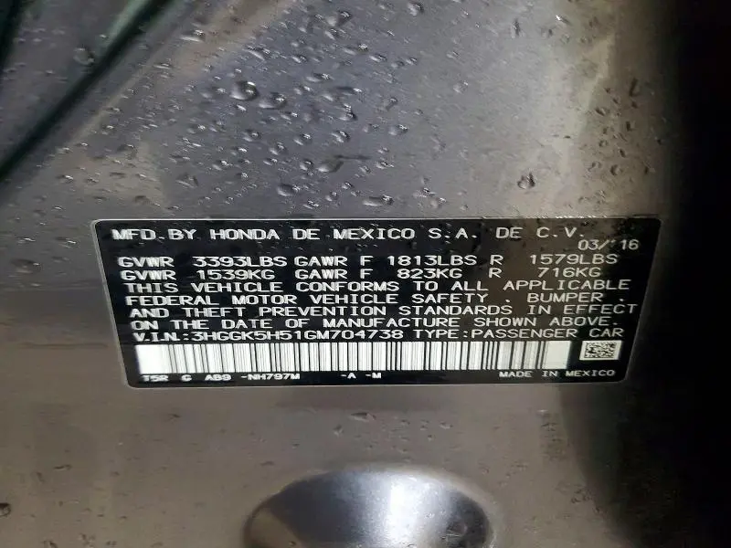 2016 HONDA FIT LX  