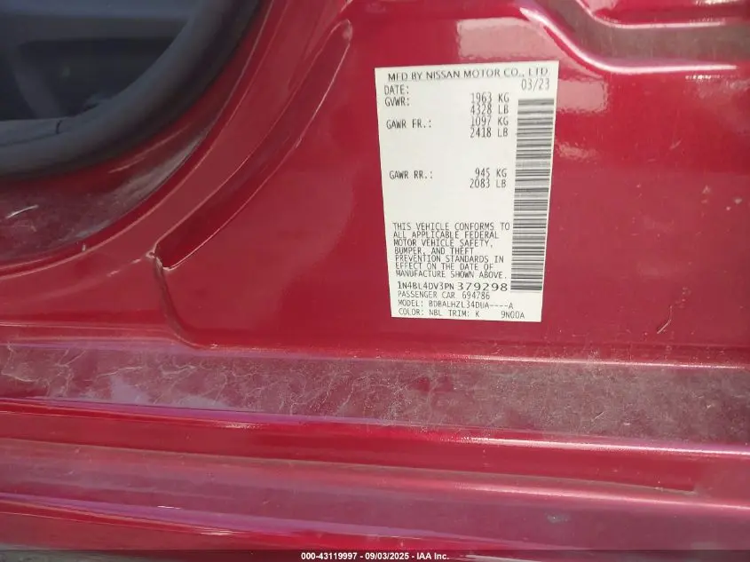 2023 NISSAN ALTIMA SV FWD