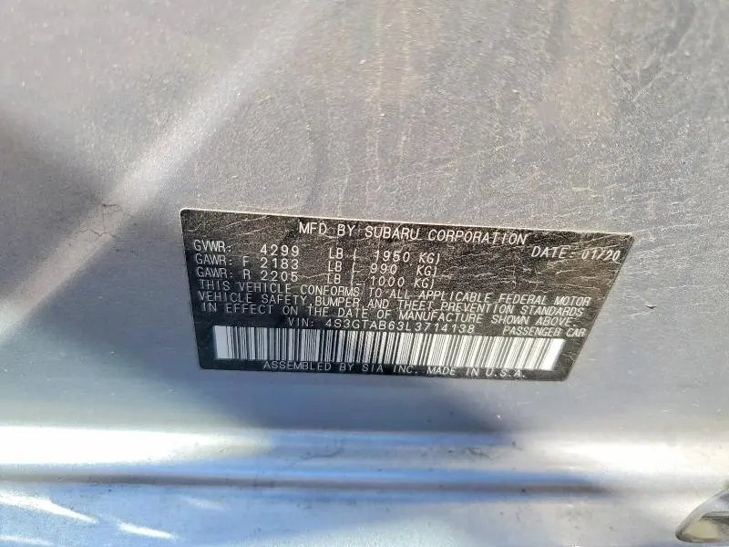 2020 SUBARU IMPREZA   